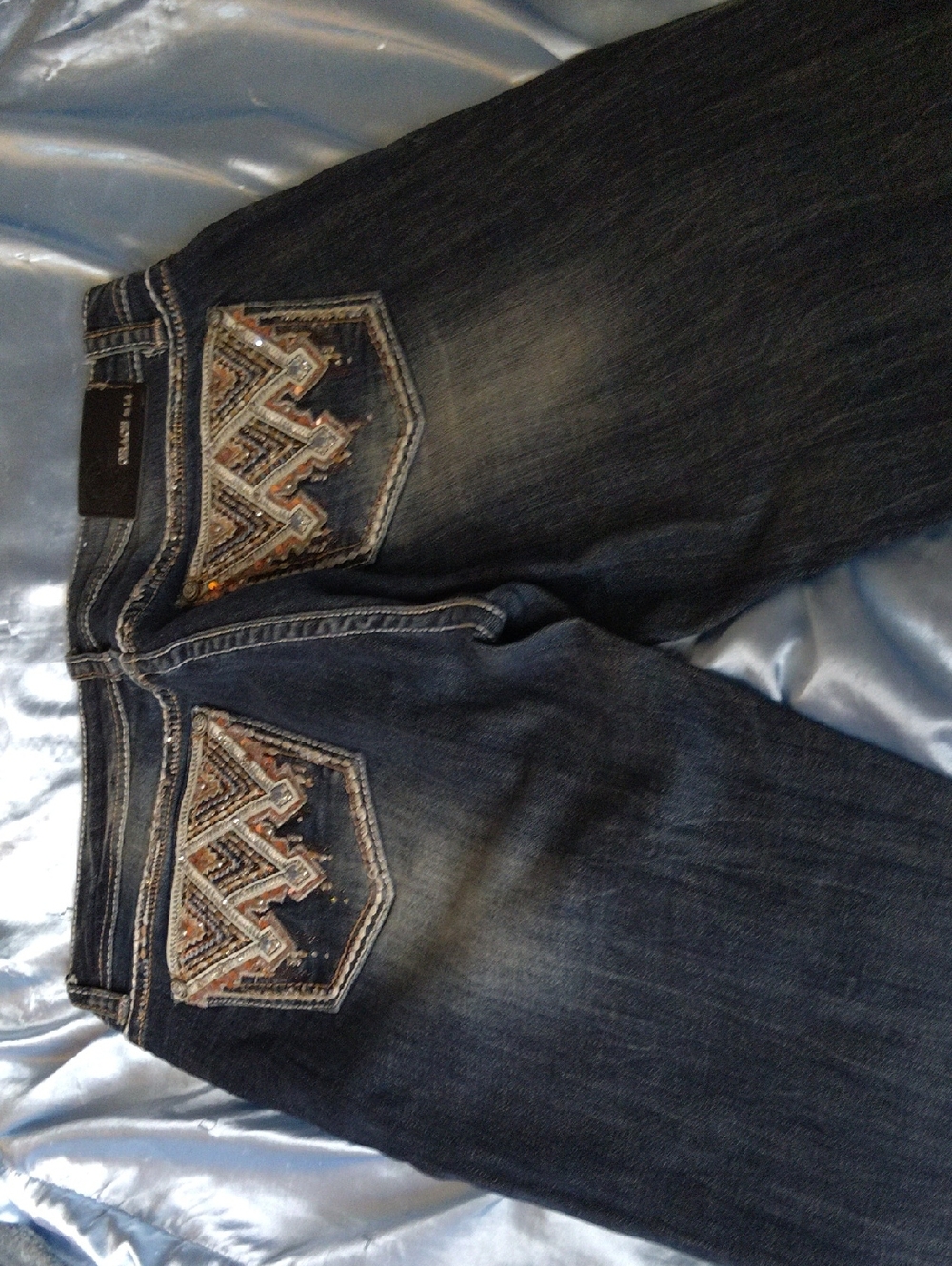 Grace Dark Blue Bootcut Jeans with Embellished Back Pockets